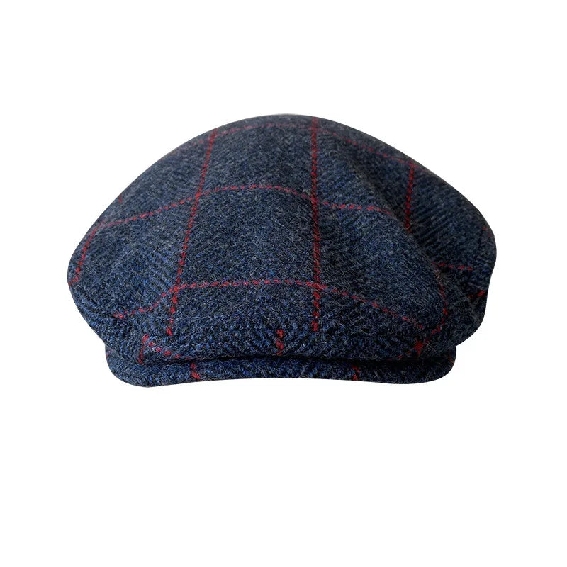 Blue New Plaid Wool Berets  Autumn Winter British Style Newsboy Beret Hat Retro England Hats Male Hats Peaked Painter Cap 29