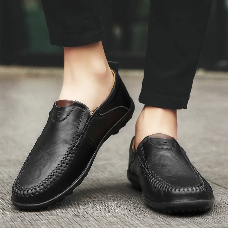 Herrenschuhe Casual Luxus-Marke Echtes Leder Italienische Herren Loafers Mokassins Slipper Herren Mokassins Schwarz Braun Übergröße 47