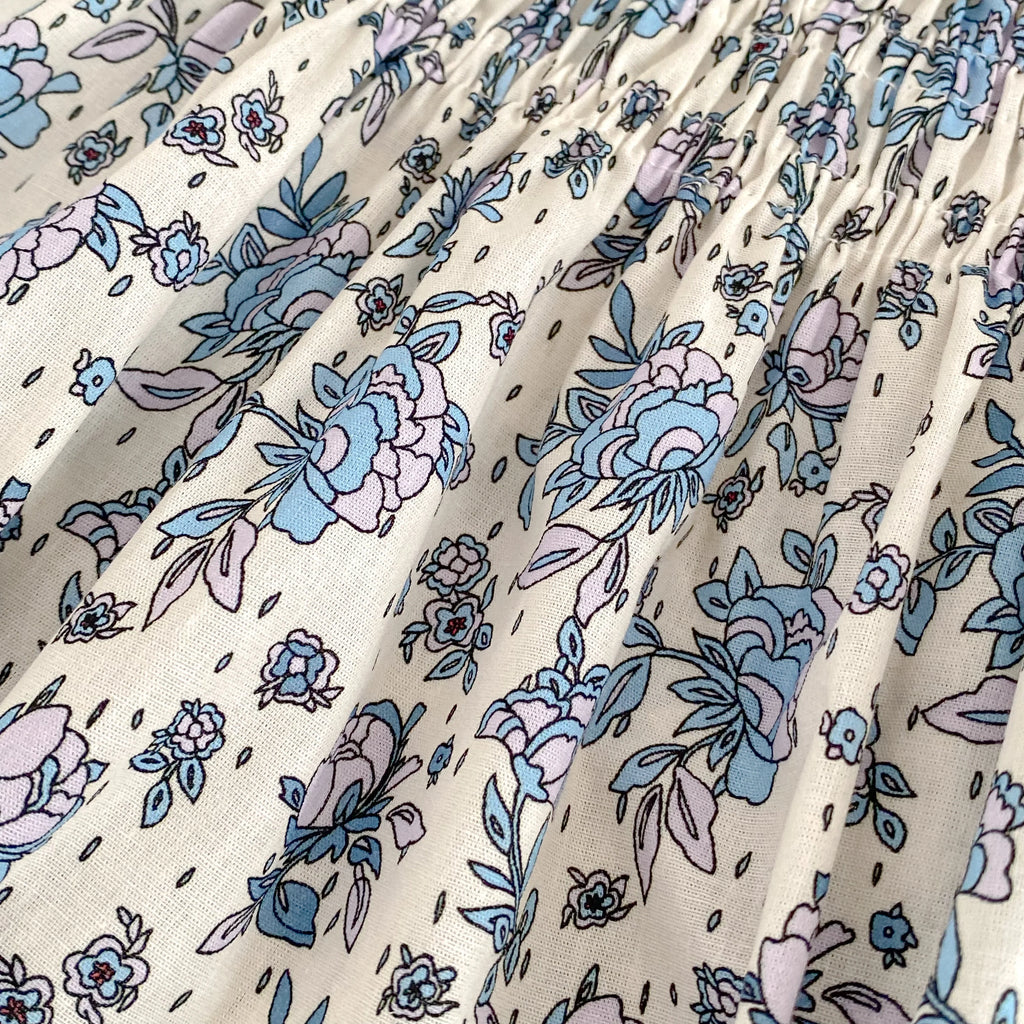 Toddler Girls Floral Princess Dress Little Girl Cotton Short Sleeve Blue Flowers Party Dress Summer Casual Dresses Kids Clothes