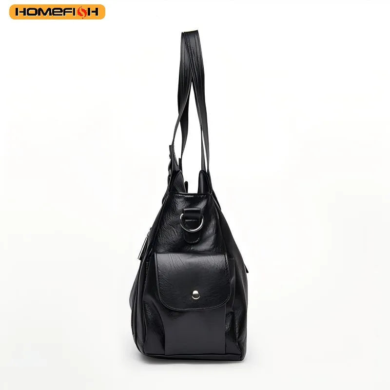 HOMEFISH Soft Interior Compartment Shoulder Bags High Quality Contrasting Colors Bags for Women Fashion Zipper Pu Handbags