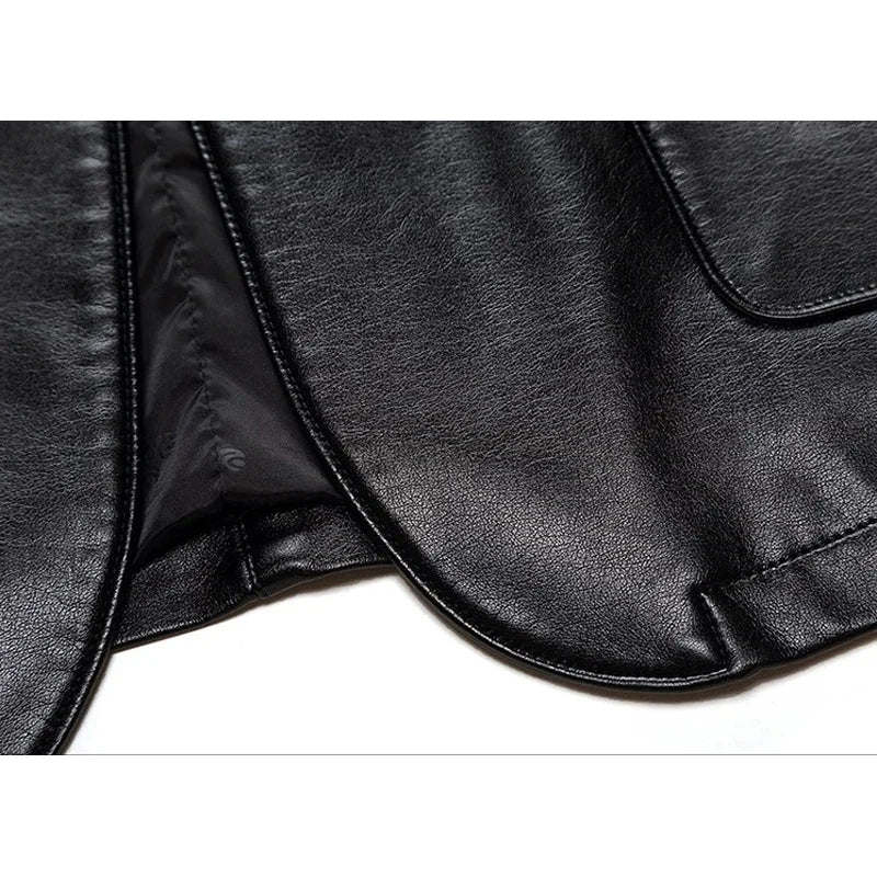 New Fashion Leather Jackets Men's Jacket Button Outwear Men's Coats 2025 Spring Autumn PU Jacket Coat Plus Size 5XL 6XL 7XL
