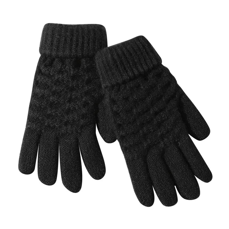Nuevos guantes de punto gruesos de moda para niños, guantes cálidos de invierno para niños, manoplas elásticas para niños y niñas, guantes sólidos con dedos divididos