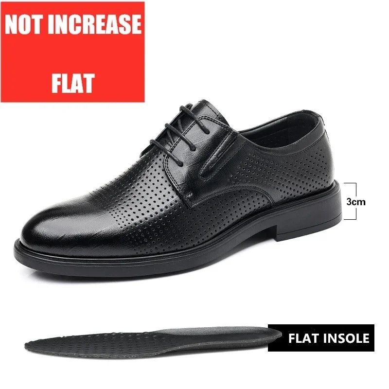 3/6/8 CM Elevator Shoes Men Dress Shoes Black Soft Leather Men Heighten Formal 1 Casual Business Men Oxfords Suit 2