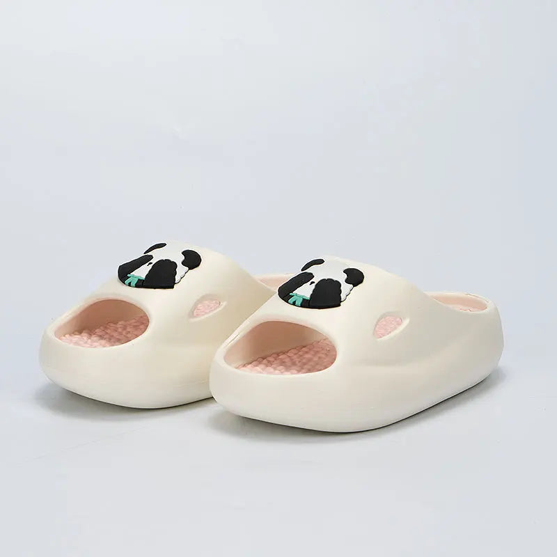 Thick Platform Panda Slippers for Women 2024 Summer Soft Sole Platform Sandals Woman Massage Non Slip Indoor Bathroom Slippers
