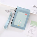 PU Leather Zipper Card Cover Bag ID Tag Bus Pass Card Cover Case Coin Purse Business Card Case with Hand Rope