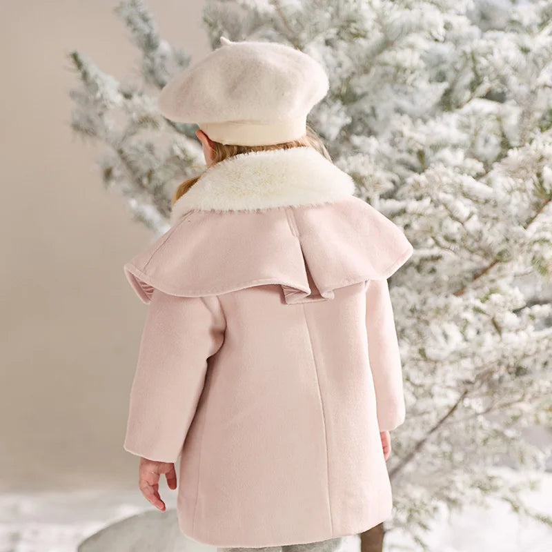 Dave Bella Children Girls Baby Cute Tops Outerwear 2024 New Autumn Winter Casual Sweet Gentle Overcoat Outdoor Warm DB4242652