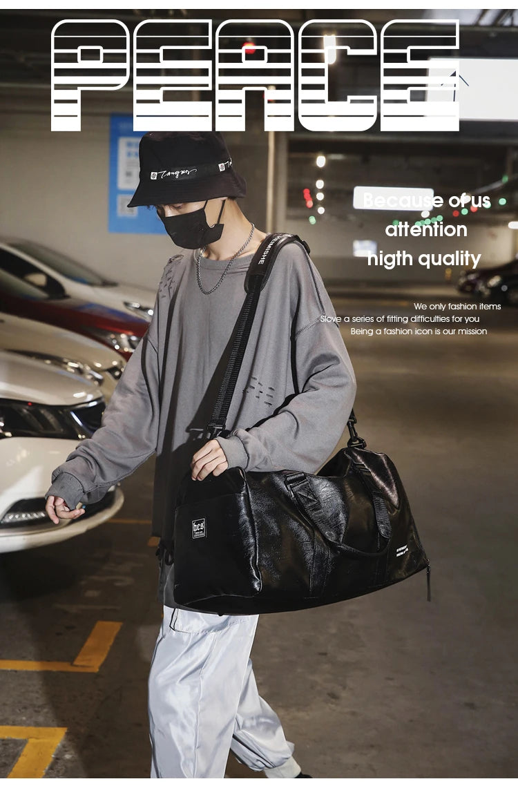 Men Gym Bag custom logo Large Dry And Wet Fitness Handbag Male Female Sports bag personality customization PU Leather Travel bag