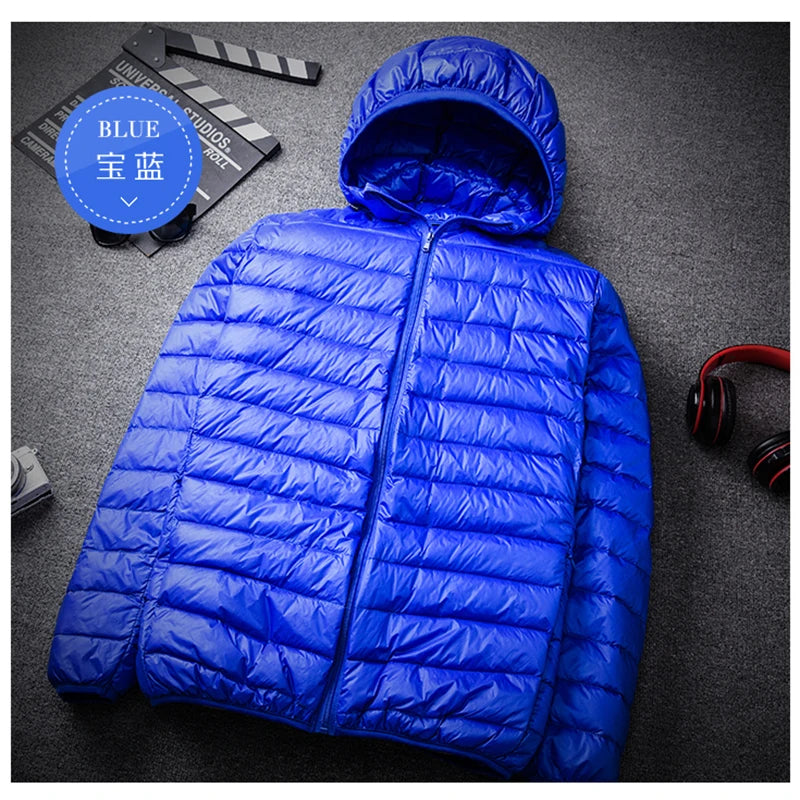 New Men Thin Down Jacket White Duck Down Ultralight Jackets Men's Autumn And Winter Warm Coats Portable Outwear