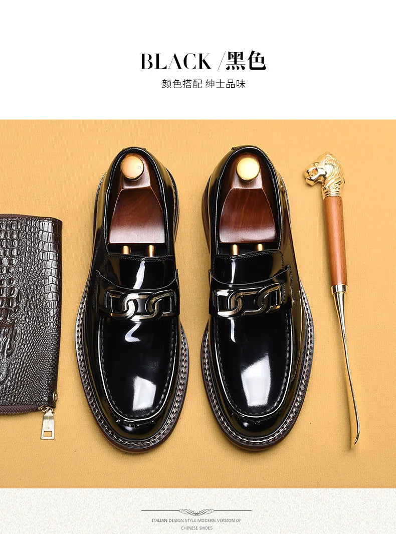 Luxury Slip on Dress Shoes Men Genuine Leather Italian Loafer Shoes for Men Black Brown Brand Formal Oxford Men Casual Shoes