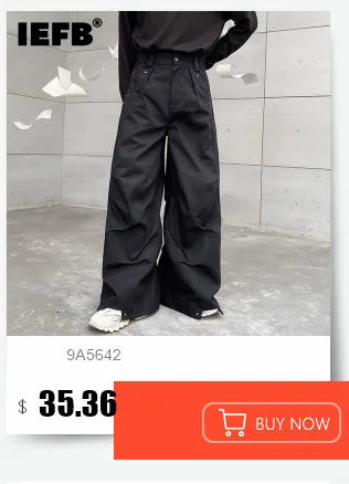 IEFB Men's Suit Pants Solid Color Niche Design Korean Style Casual Straight Elastic Waist Versatile Trousers 2023 New 9C2269