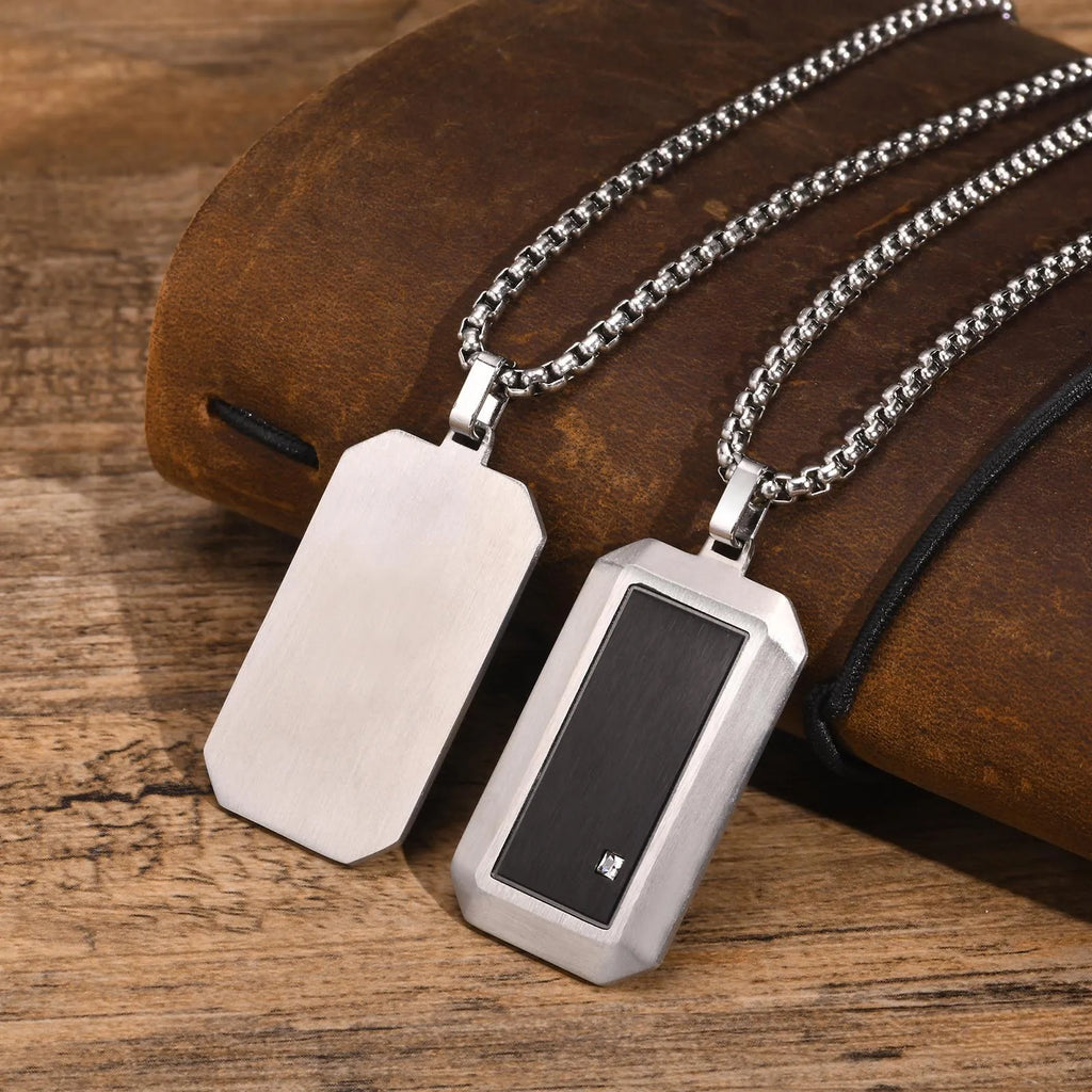 Man Necklace Pendant Dog Tag For Dad Father Papa Husband Stainless Steel Jewelry Boyfriend Father Valentine Day Birthday Gift