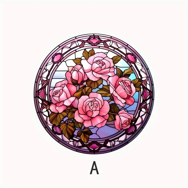Tulips and Roses Flower Stickers Removable Electrostatic Stickers Waterproof Glass Window Sticker Anti-collision Home Decoration