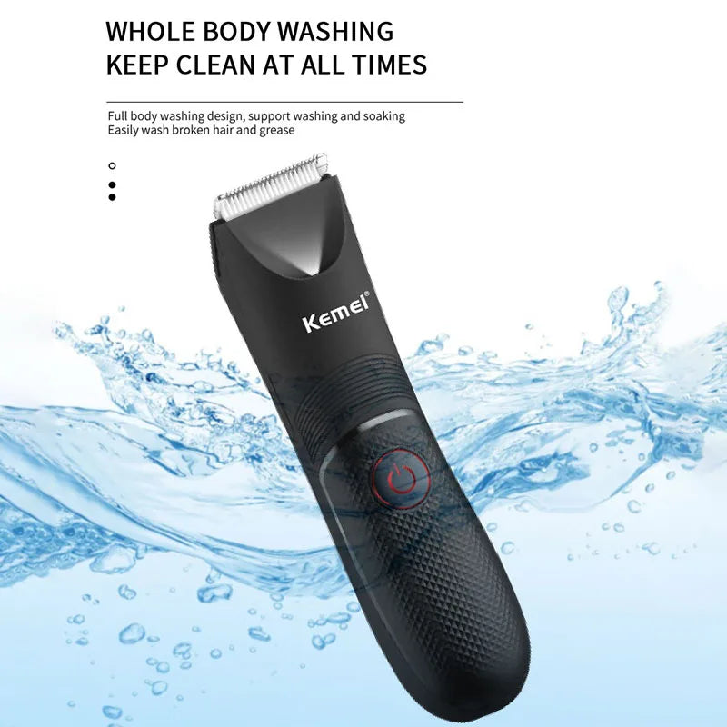 Kemei KM-1838 Bikini Line Men's Full Body Washable Hair Removal Machine Rechargeable Electric Shaver Secret Trimmer With Light
