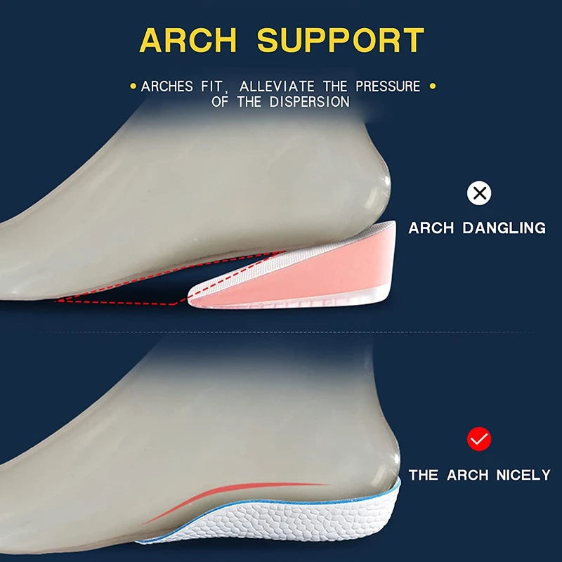 Height Increase Insoles for Men Women Shoes Flat Feet Arch Support Orthopedic Insoles Sneakers Memory Foam Invisible Pads 1 Pair