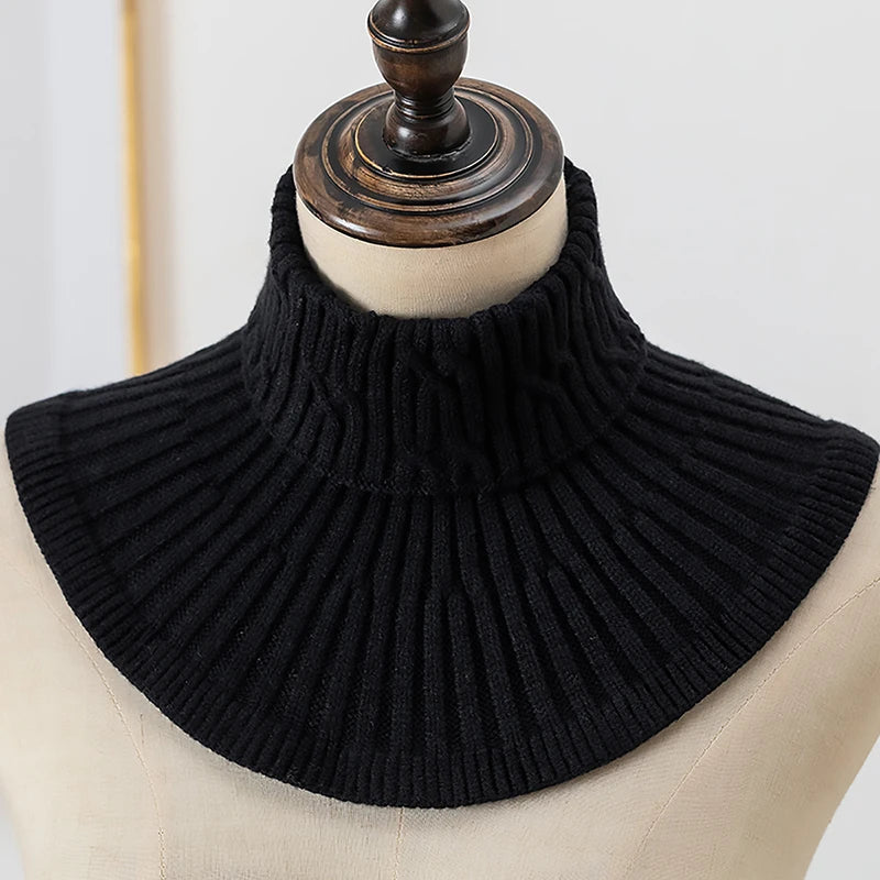 Knitted Fake Collar Ring Scarf For Woman Autumn Winter Warm Solid Color Neck Muffler Detachable Collar Scarves 25*17cm