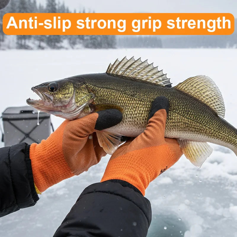 Winter Latex Work Gloves Men, Fleece Lined Rubber Coated Non-Slip, Waterproof Wear-resistant Safety Thermal  Gloves Construction