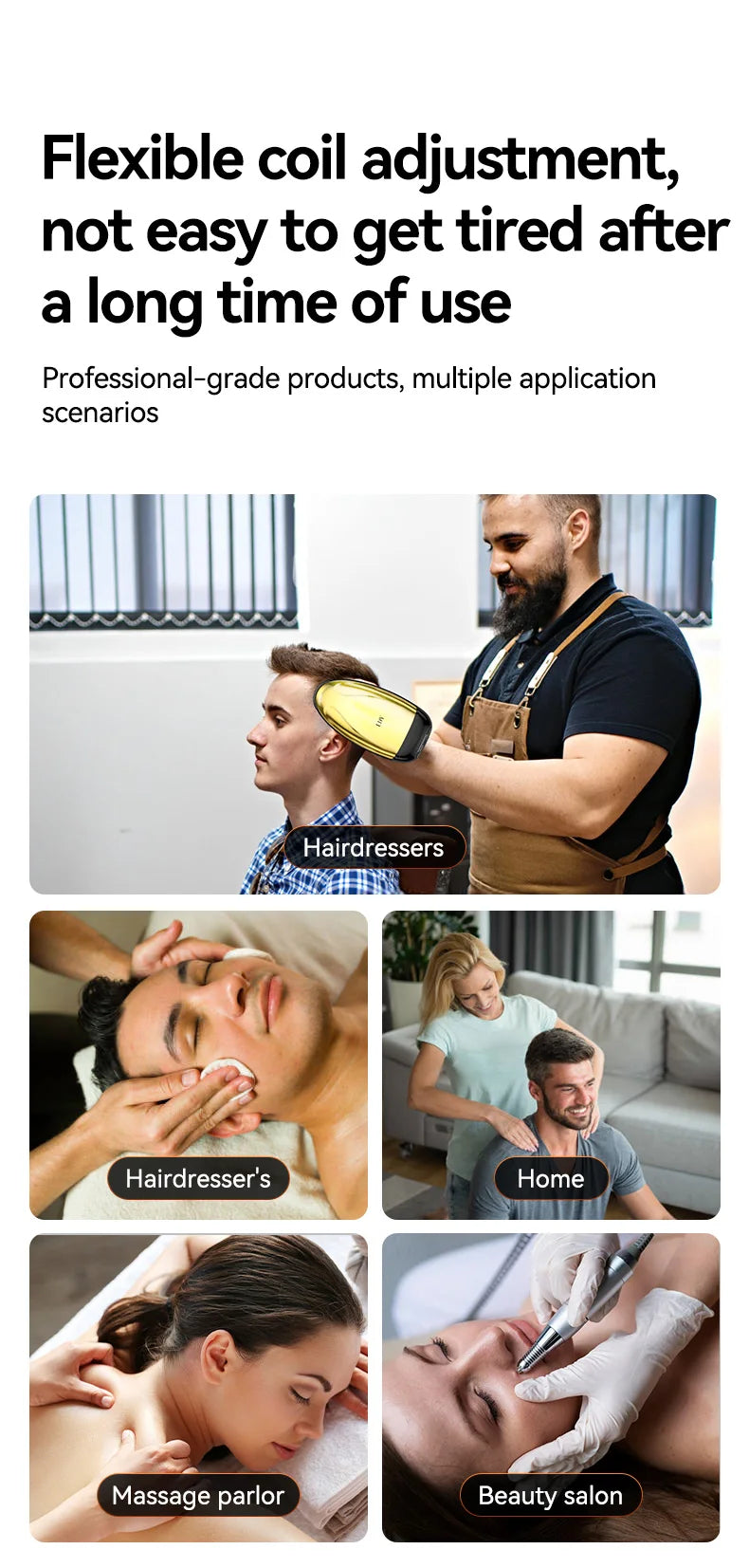 Professional Cordless Vibration Massager Barbers Salons USB Charging Body Neck Back Head Face Wireless Handheld Massage Machine