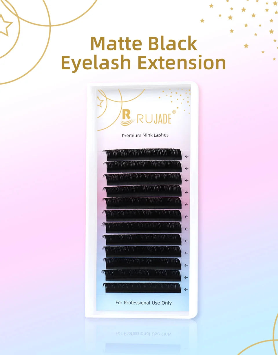 Lashrujade Eyelashes Extension Matte Black Soft Natura Mink Faux Individual Russian Volume Lash Regular Classic Lashes Extension