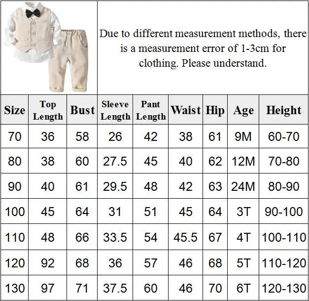 Autumn Spring Toddler Boy Clothes Kids Boys Wedding Suits Striped Vest + White Shirt + Pants Boy Outfits Children Outerwear