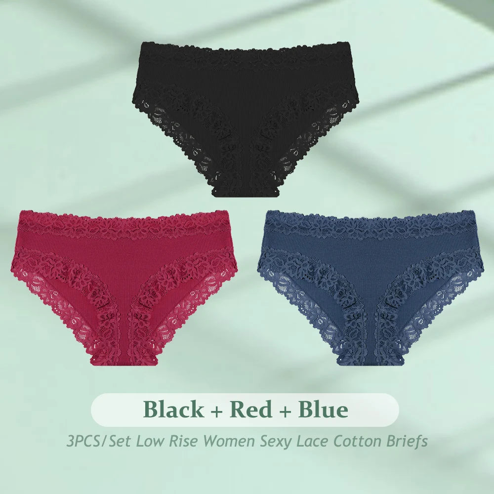 3PCS/Set  Women Cotton Seamless Panties Sexy Low Waist Sretch Solid Color Briefs Female Breahtable Underwear Ribbed Lingerie