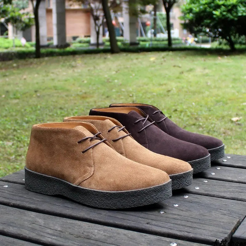 Careaymade-British Vintage 100% Genuine Leather Casual Shoes Lace-up Retro Business Thickness cow suede Workwear Men's Shoes