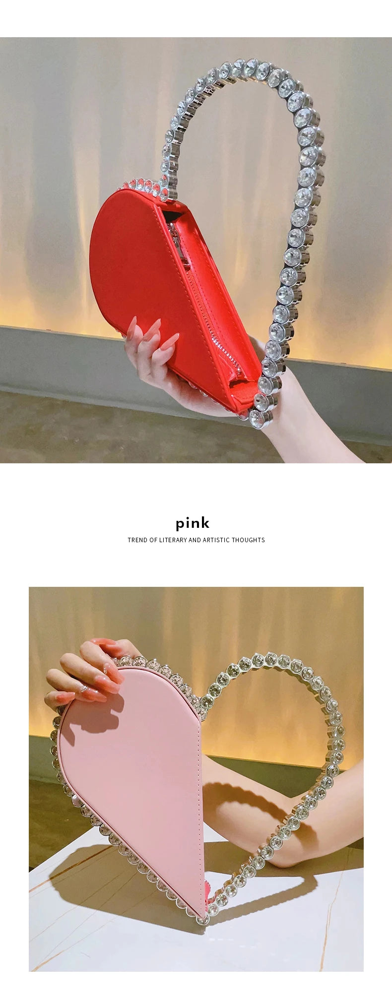 Mini Heart Shape Evening Bag Trendy Wedding Clutch Purse Women's Elegant Handbags For Party Prom