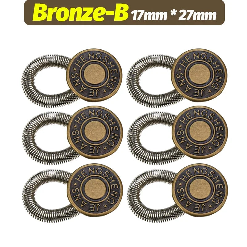 1/20PCS Jeans Waist Extender Button Adjustable Retractable Elastic Spring Buttons DIY Pants Jeans Free Sewing Waist Extenders