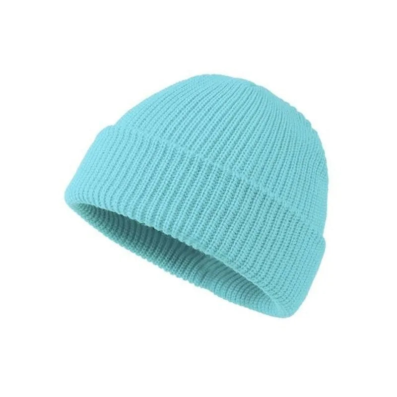 Solid color knitted woolen hat for men and women, hip-hop melon skin hat suitable for keeping warm and cold in autumn and winter