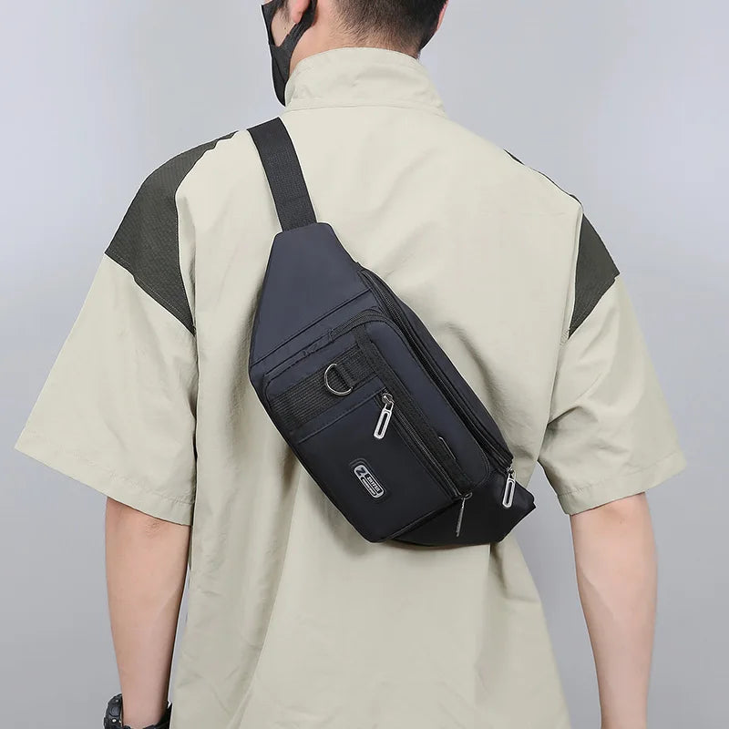 Unisex Multifunctional Waist Packs Large Capacity Waterproof Nylon Business Pack Trendy Crossbody Chest Bag for Travel Work