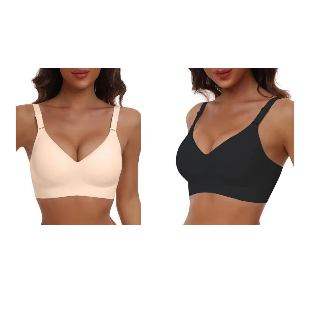 Women's Seamless Underwear 3/4 Cup and Thin Molded Cup Bra Wire-free Shaping Underwear Comfortable and Breathable Push Up