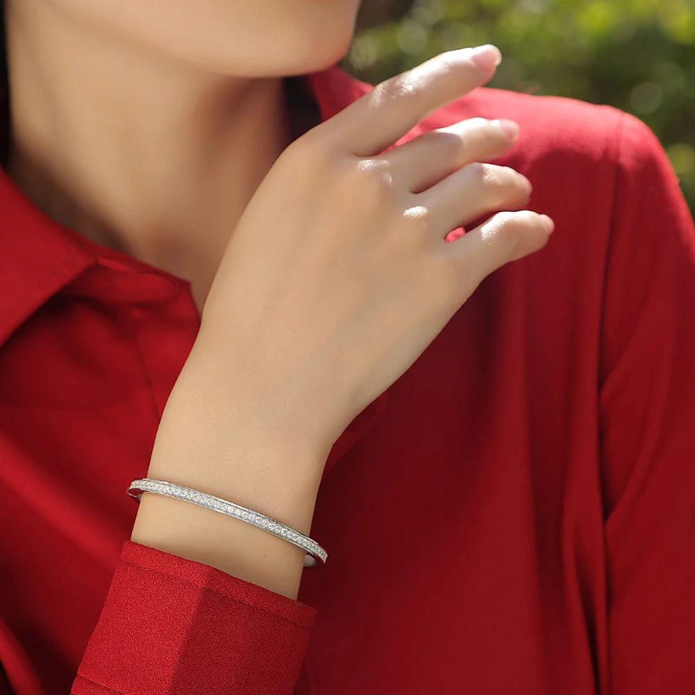 COSFIX Real D Color 2mm Full Moissanite Bracelet For Women S925 Sterling Silver Plate Pt950 Fine Jewelry Gift Wholesale