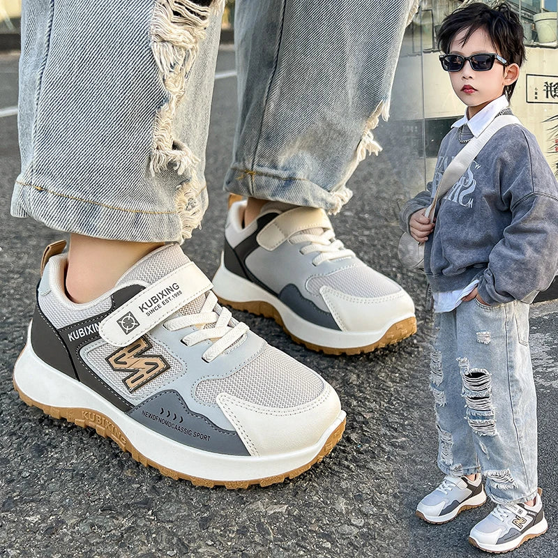 Children's Sneakers Kids Fashion Design White Non-slip Casual Shoes Boys Girls Hook Breathable Sneakers Toddler Outdoor Shoes