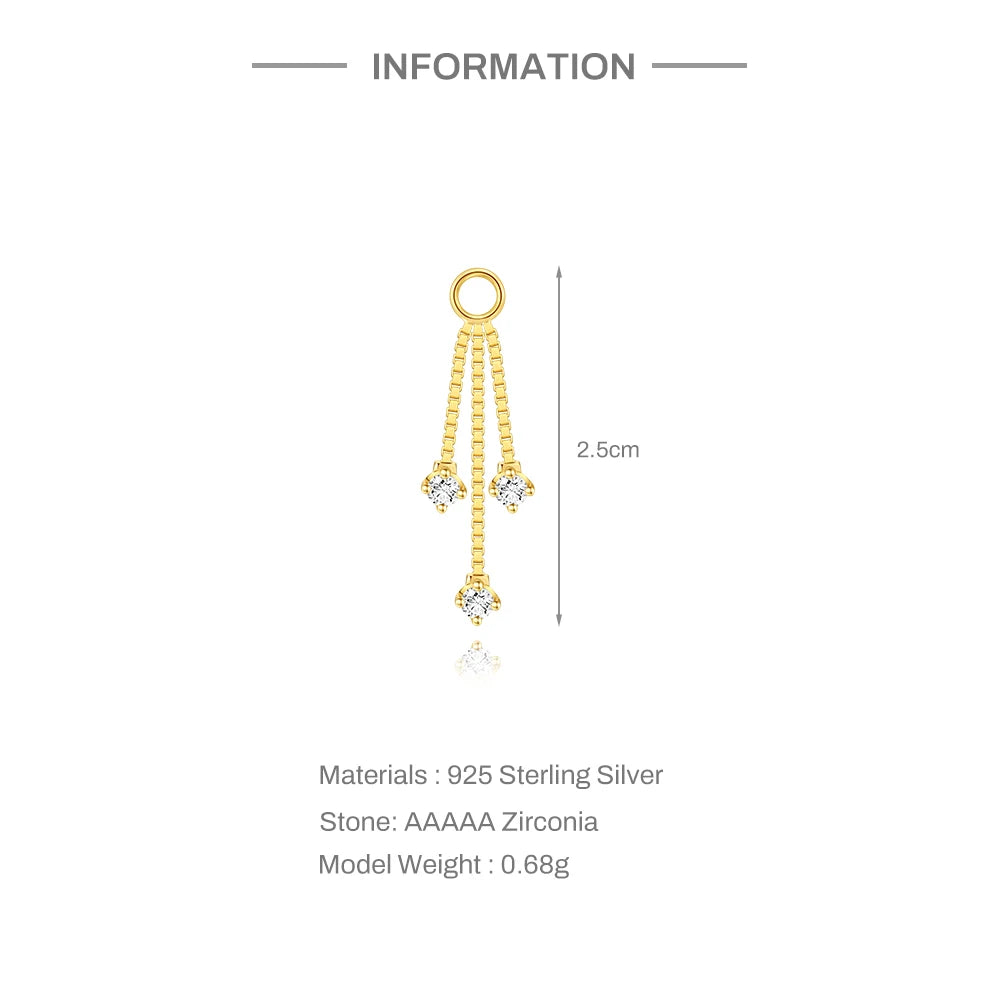 CANNER 1PC Tassel Chain Star Moon 925 Sterling Silver Flat Head Piercing Earring For Woman Ins 14K Gold Plated Dainty Jewelry