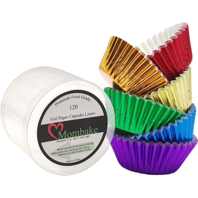 Rainbow  Colors Standard Cupcake Liners Muffin Foil Paper Baking Cups, 120-Count
