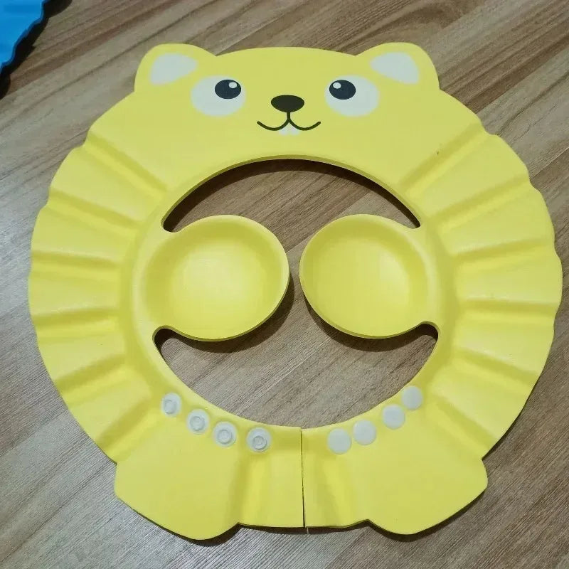 Adjustable Baby Shower Cap 0-6Y - Waterproof Eye/Ear Protection + Elephant Shower Head, Soft Rubber Bath Set for Toddlers