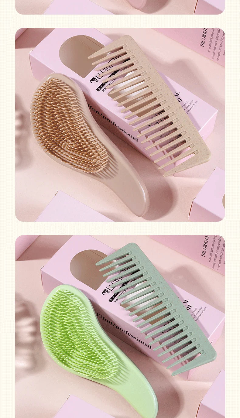 2pc Magic Detangling Boxed Comb Set  Anti-static Massage Hair Brushes Detangle Air Cushion Hairbrush Comb Festival Gift Box Comb
