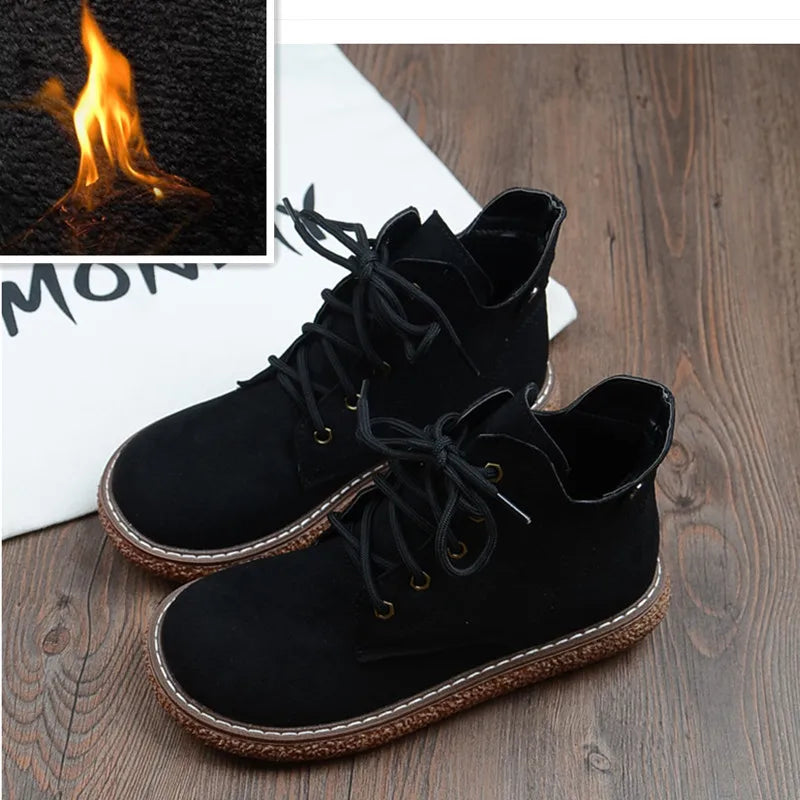 Careaymade-New Casual boots autumn&winter women's versatile big head doll shoes thick soled short boots flat soled women's boots