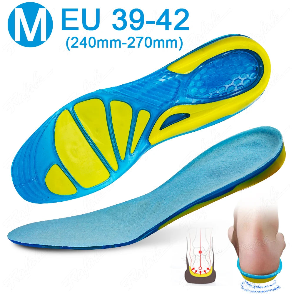 Massaging Orthopedic Insoles Foot Care For Feet Shoes Sole Shock Absorption Pad New Silicone Non-Slip Gel Soft Sport Shoe Insole
