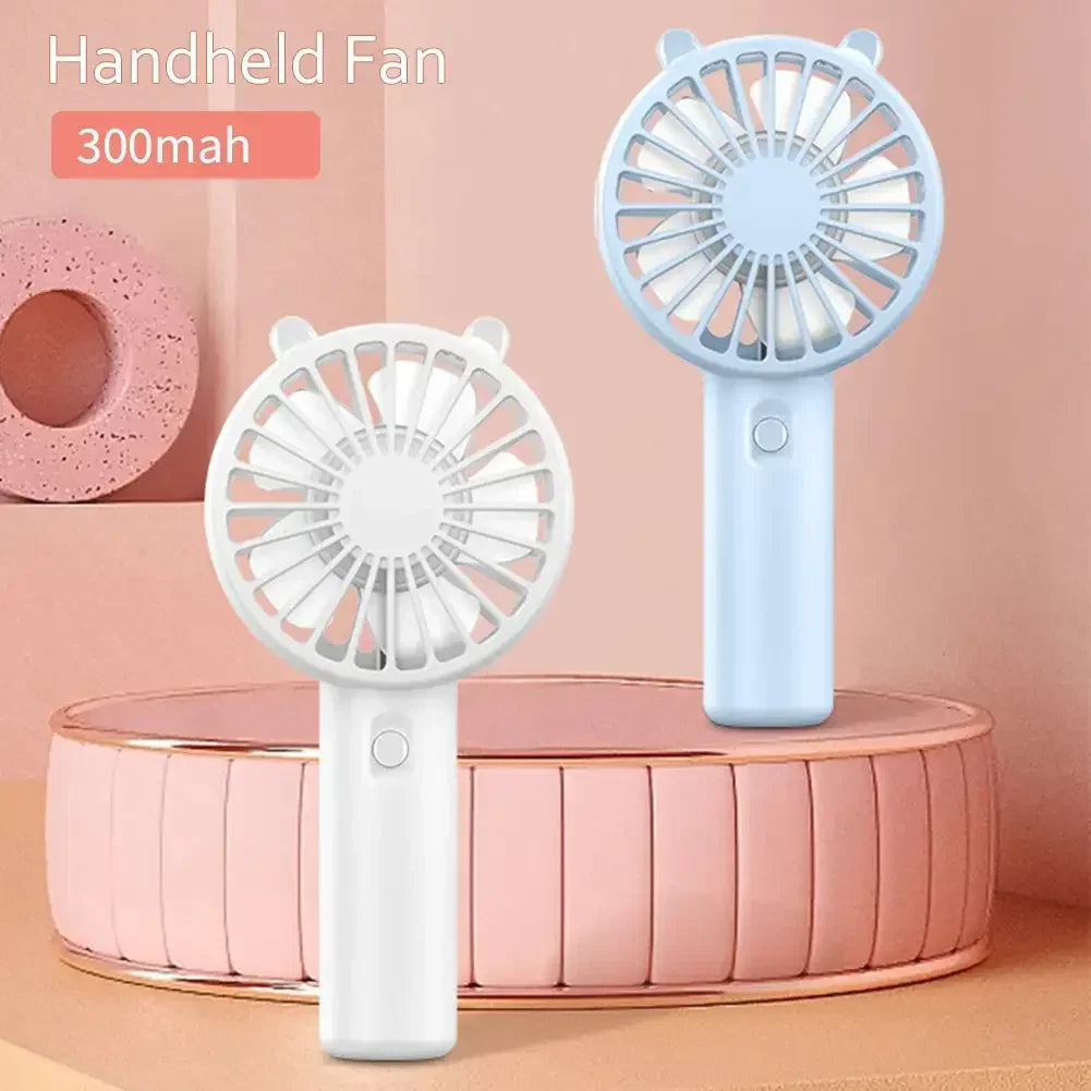 USB Handheld Mini Fan USB Rechargeable Cooling Fans Cute Portable Night Light Summer Small Pocket Fan Cartoon Mute Fans
