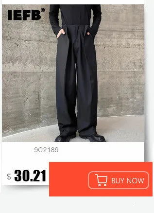 IEFB Men's Suit Pants Solid Color Niche Design Korean Style Casual Straight Elastic Waist Versatile Trousers 2023 New 9C2269