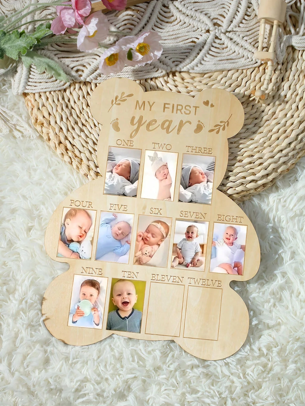 Ylsteed Newborn First Year Photo Frame Photography Props 12 Month Baby Growth Picture Record Milestone Board Baby Souvenirs gift