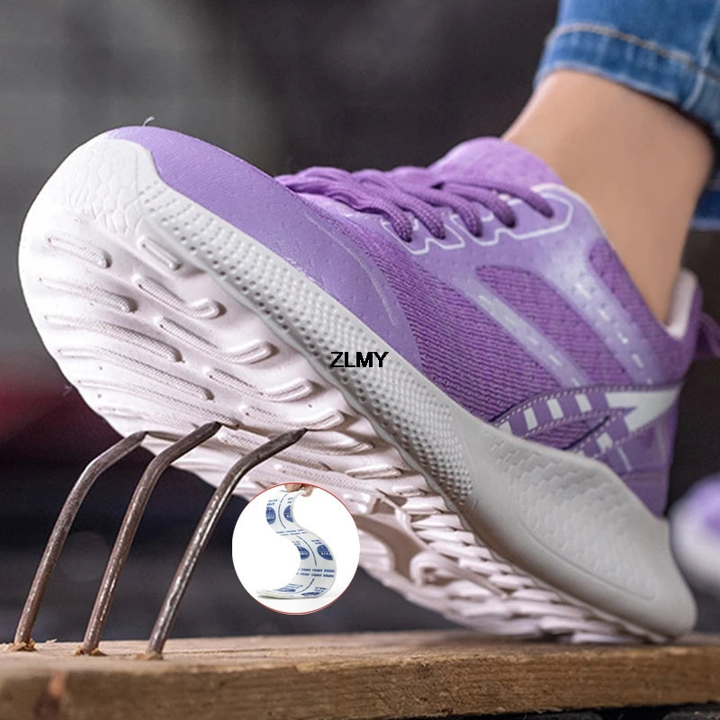 ZLMY Neue Sicherheitsschuhe für Damen, Stahlkappen-Sneaker, leichte Arbeitsschuhe, durchtrittsichere Arbeits-Sicherheitsstiefel für Damen und Herren