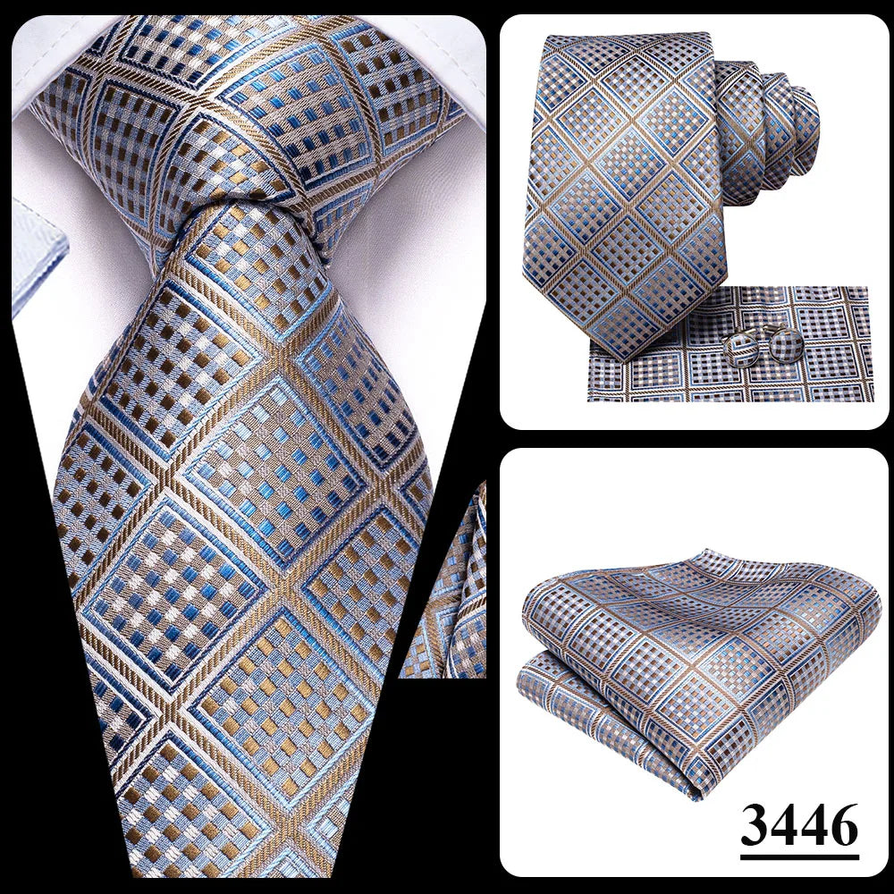Hi-Tie White Grey Paisley 2026 New Mens Tie Hanky Cufflink Set Necktie For Men Wedding Party Business Men Tie Fashion Brand