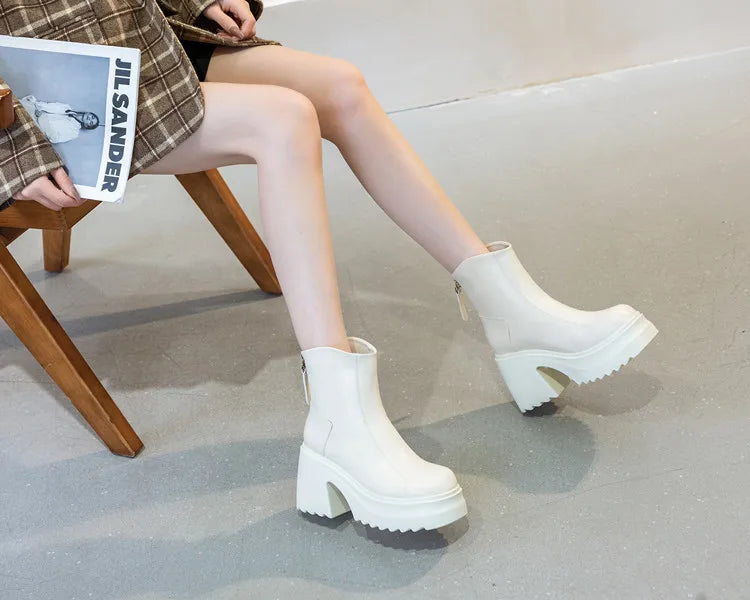 AIYUQI Women High Heel Boots Genuine Leather 2026 New 10cm Heel High Women's Booties Platform British Style Fashion Boots Women