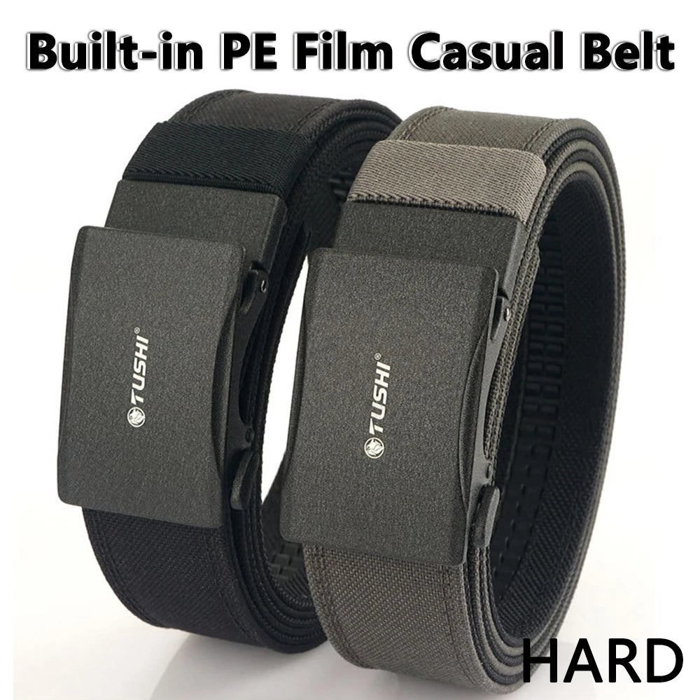 TUSHI New Stiff Tactical Belt for Men Metal Automatic Buckle Military Police Duty Belt 1100D Nylon Gun Belt Casual Girdle Male