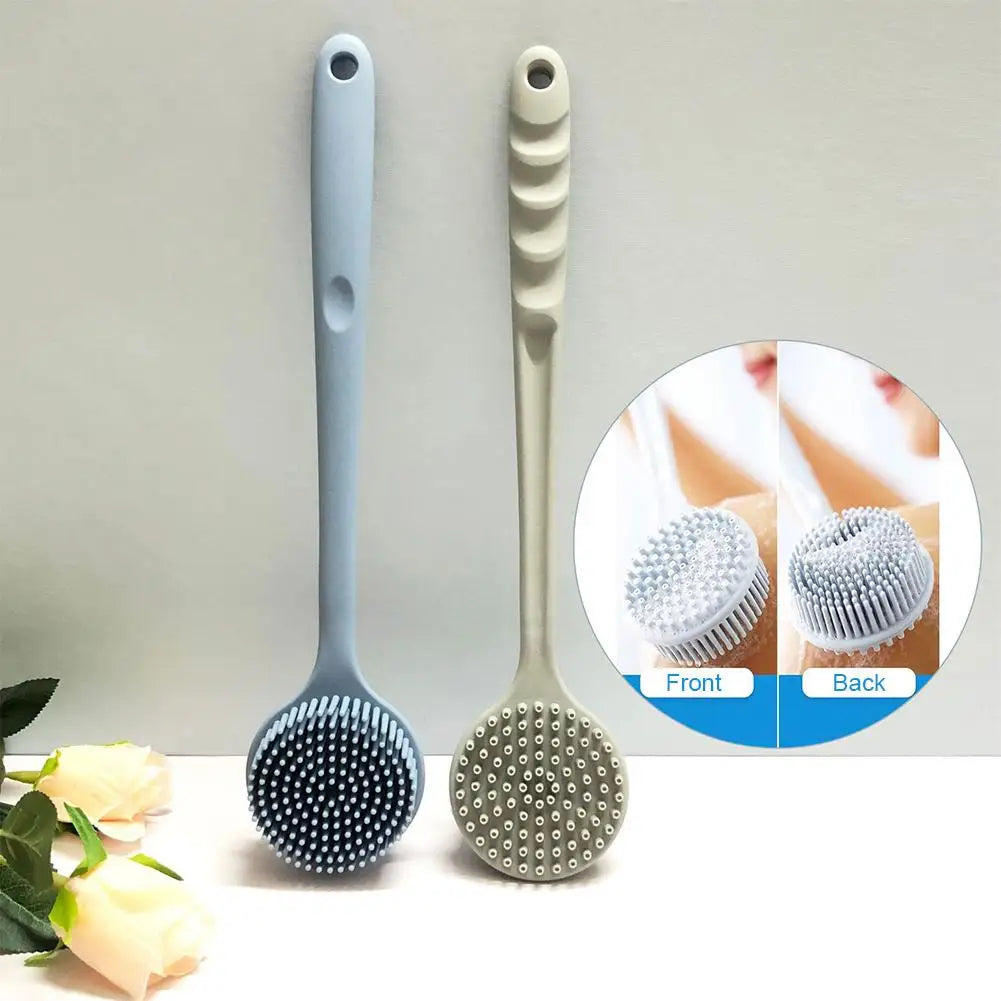 Long-handled Bath Brush Non-Slip Exfoliation Silicone Scrubber Double-Sided Scrub Body Cleaning Tool