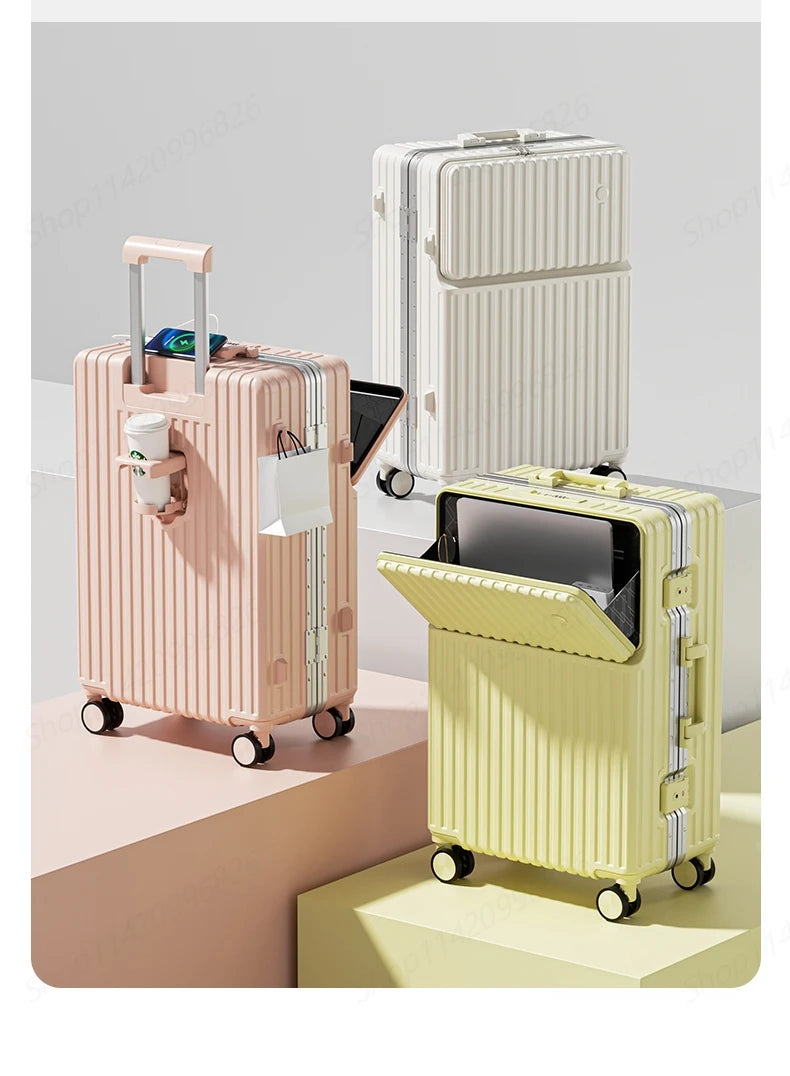 2025 Neuer multifunktionaler Koffer mit Frontöffnung Laptoptasche Damen 20-28 Zoll Bordtrolley Herren Reisekoffer