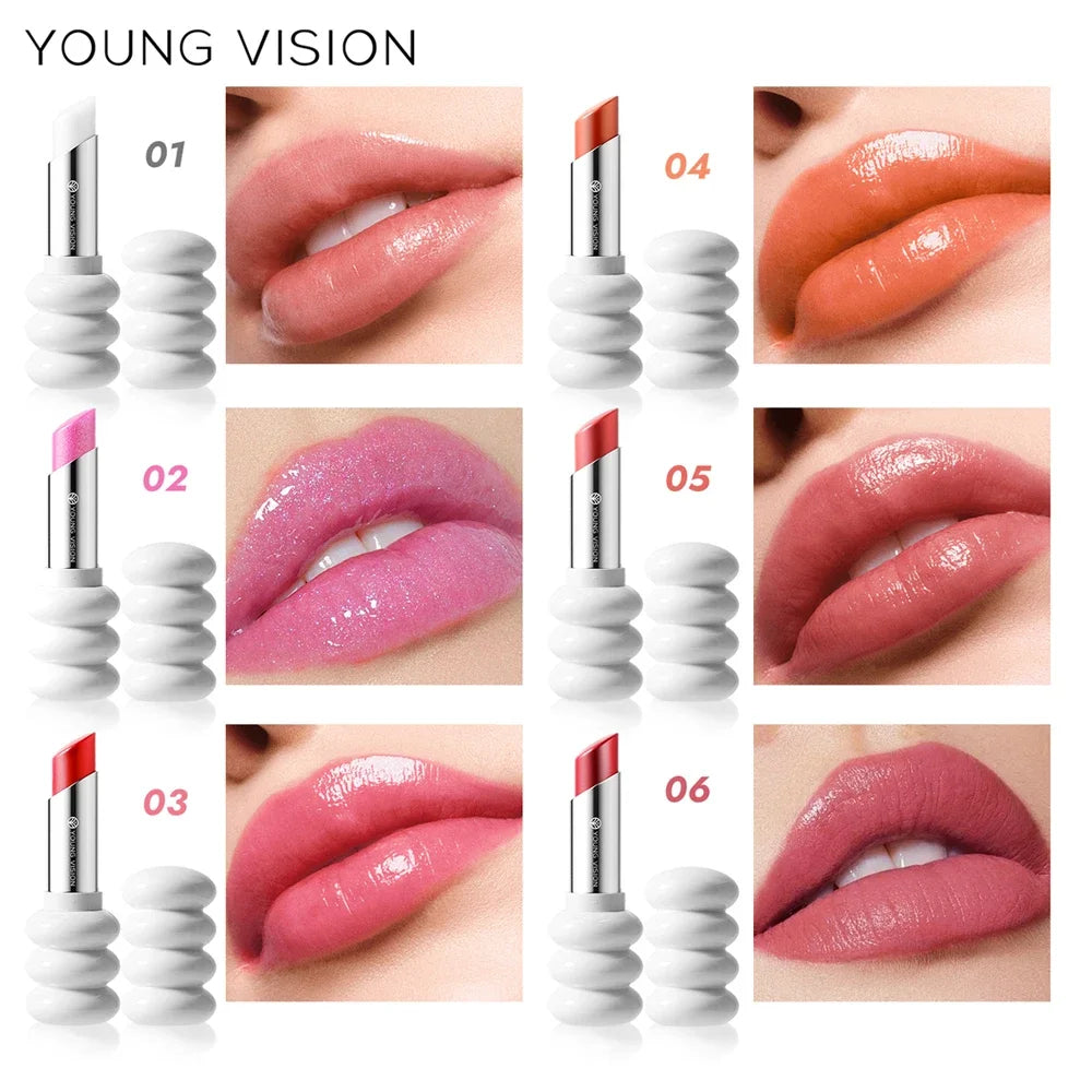 YOUNG VISION 6 Farben Feiner Schimmer Pflegender Leichter Lippenstift Lang anhaltende Farben Leicht aufzutragender feuchtigkeitsspendender Lippenstift