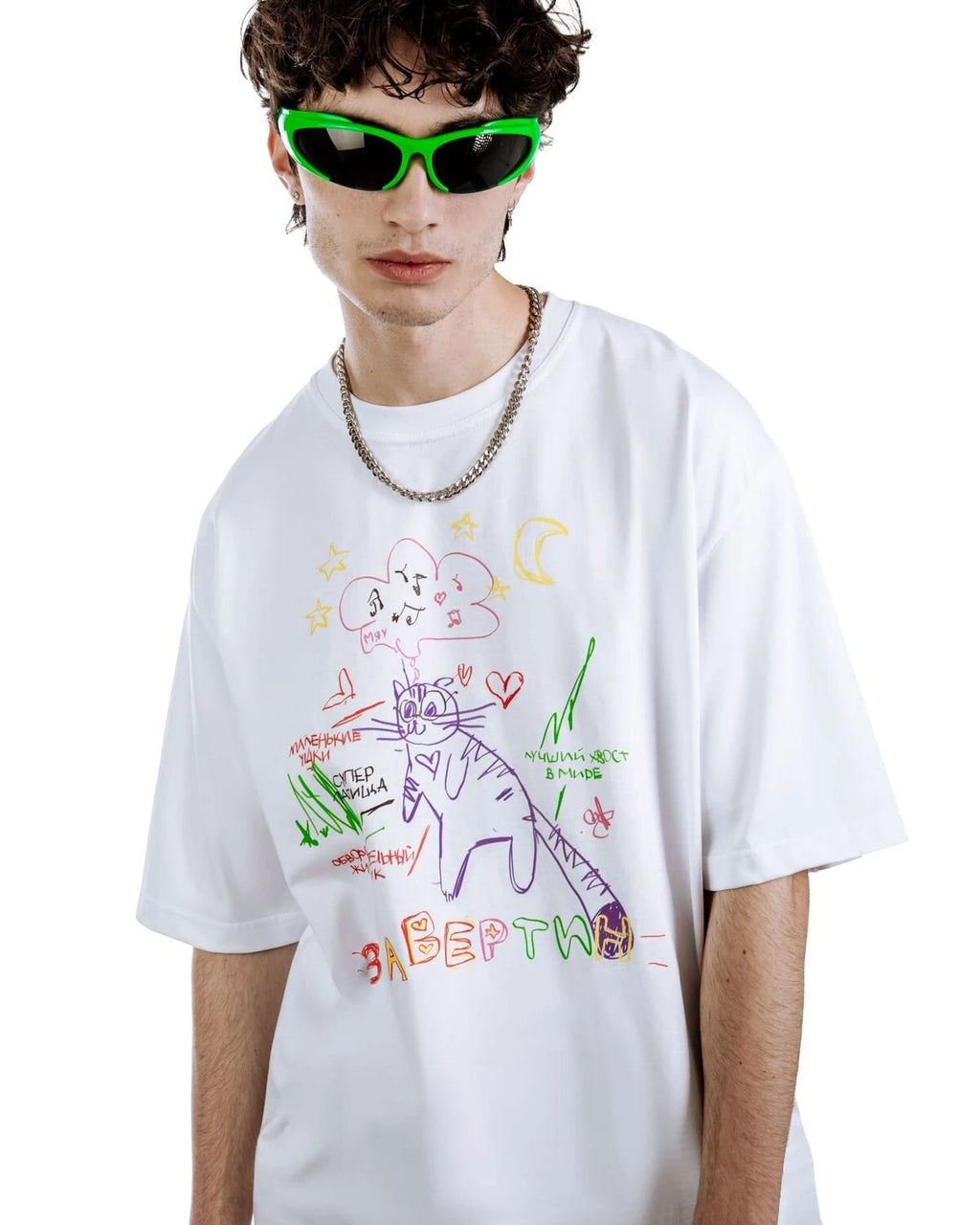 Streetwear Men's Clothing Cotton Cat Graphic Print Korean Fashion Harajuku Goth Y2k Hip Hop Short Sleeve Top Tee Oversize Tshirt