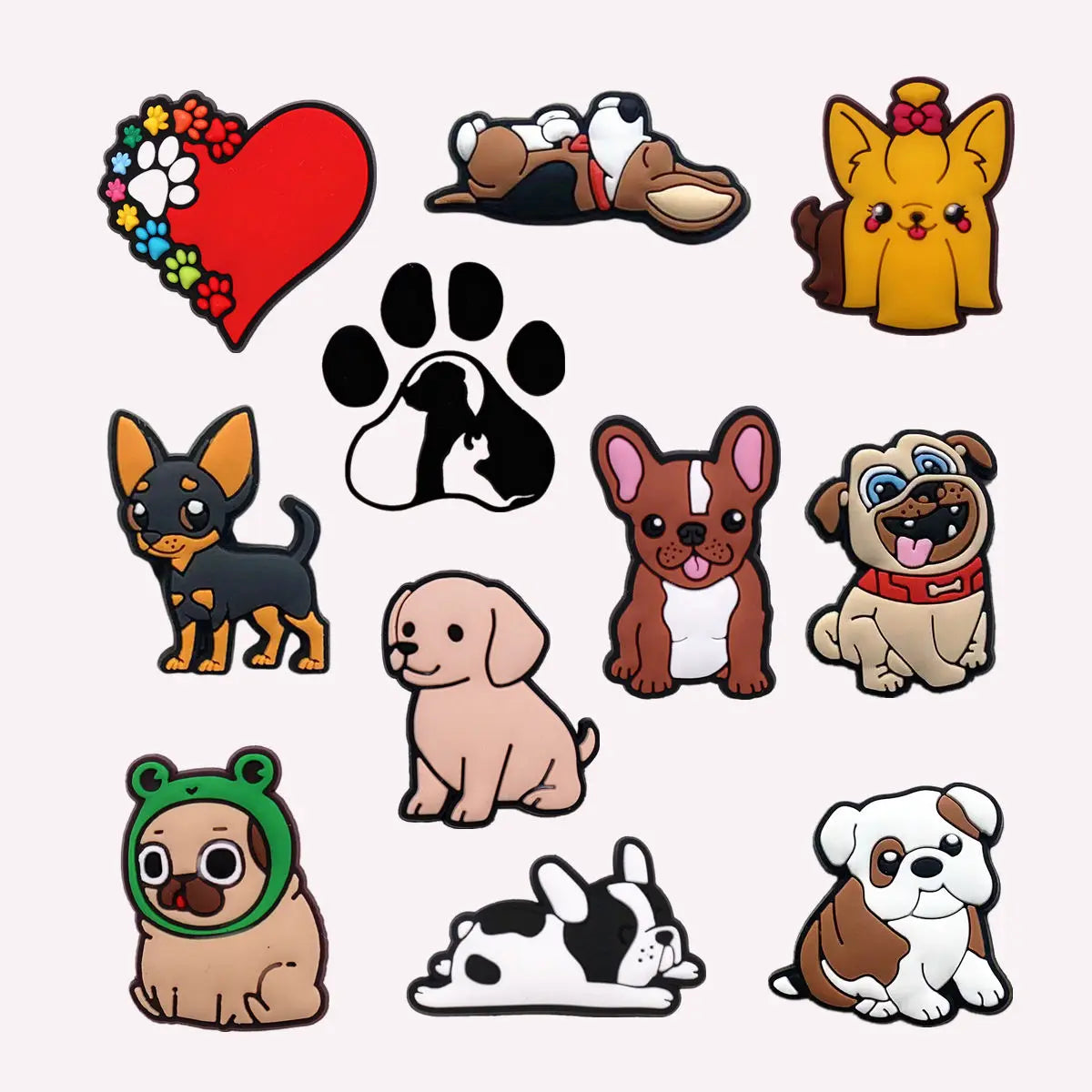 1 Pcs Favorite Pets PVC Shoe Charms Bulldog Labrador Beagle Shapes Shoes Upper Buckle Aceessories Lovely Pug Sandals Decorations